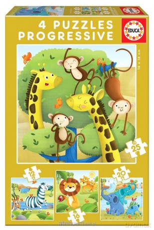 EDUCA 12+16+20+25 el. Dzikie zwierzęta [PUZZLE]