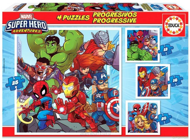 EDUCA 12+16+20+25 el. Marvel Super Hero Adventures [PUZZLE]