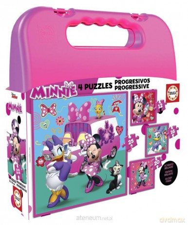 EDUCA 12+16+20+25 el. Myszka Minnie/Daisy (walizka) [PUZZLE]