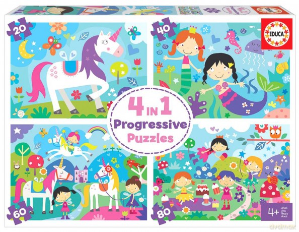 EDUCA 20+40+60+80 el. Bajkowy świat [PUZZLE]