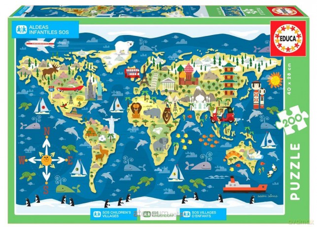 EDUCA 200 el. Mapa świata [PUZZLE]