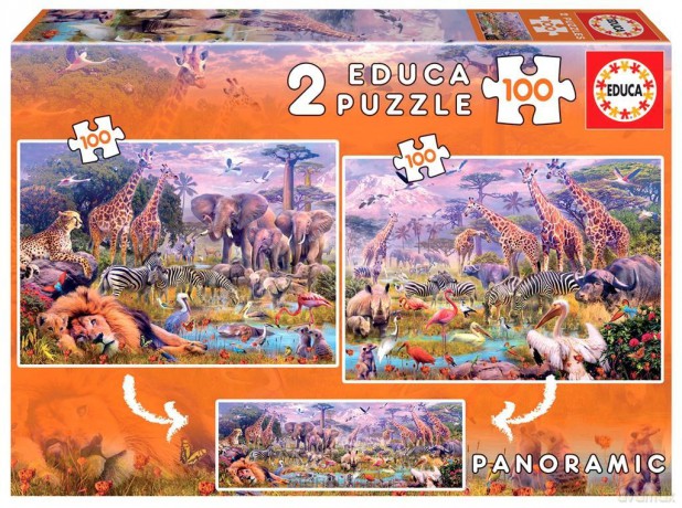 EDUCA 2x100 el. Dzikie zwierzęta (panorama) [PUZZLE]
