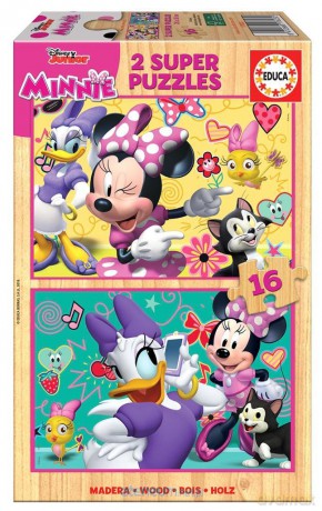 EDUCA 2x16 el. Myszka Minnie/Daisy (drewniane [PUZZLE]