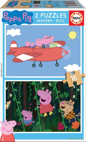 EDUCA 2x16 el. Świnka Peppa (drewniane) [PUZZLE]