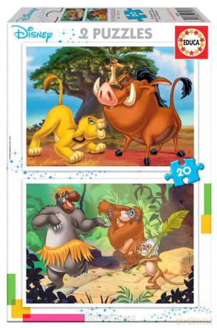 EDUCA 2x20 el. Król Lew/Księga dżungli [PUZZLE]