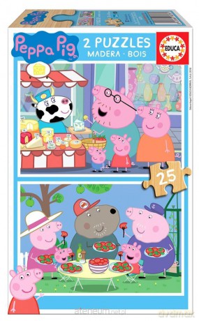 EDUCA 2x25 el. Świnka Peppa (drewniane) [PUZZLE]