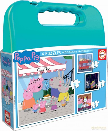 EDUCA 6+9+12+16 el. Świnka Peppa (walizka) [PUZZLE]