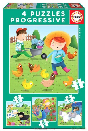 EDUCA 6+9+12+16 el. Zwierzęta na farmie [PUZZLE]