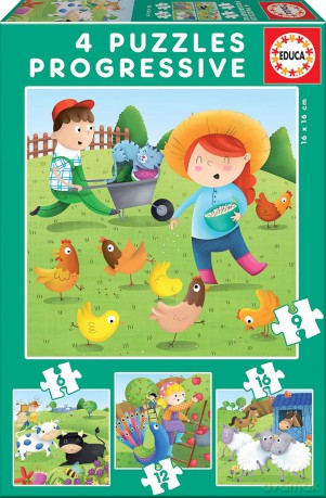 EDUCA 6+9+12+16 el. Zwierzęta na farmie [PUZZLE]