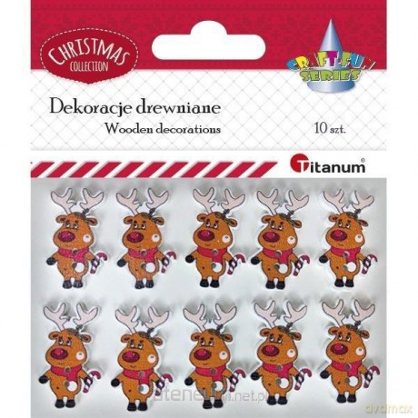 Guziki drewniane renifery 10 szt
