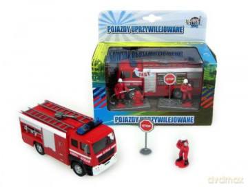 Auto Straż pożarna 14 cm z figurkami i akcesoriami HKG