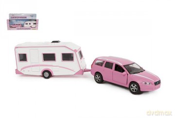 Auto Volvo V70 z przyczepą campingową 30 cm