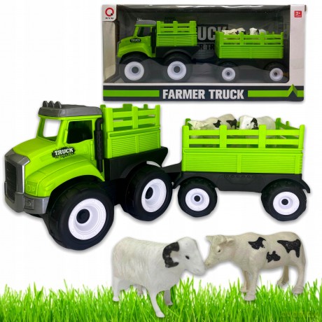 FARMA TRAKTOR Z NAPĘDEM Z PRZYCZEPĄ KROWY ZAGRODA