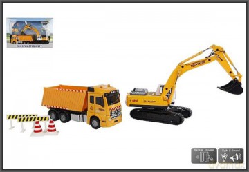Ciężarówka 17 cm z koparką 22 cm światło, dźwięk