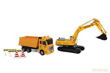 Ciężarówka 17 cm z koparką 22 cm światło, dźwięk