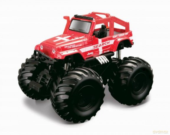 MAISTO 21144-04 Earth Shockers Jeep Wrangler Rubicon czerwony