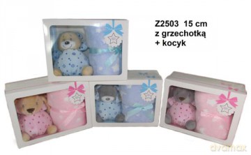 Maskotka Zwierzątko z kocykiem + grzechotka 4 wzory