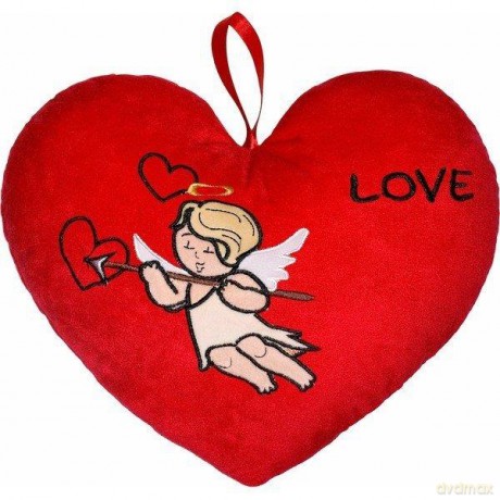 Poduszka serce 30 cm z amorkiem 12498
