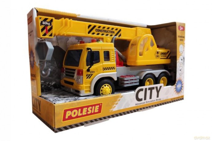 Polesie City samochód dźwig inercyjny żółty ze światłem i dźwiękiem w pudełku