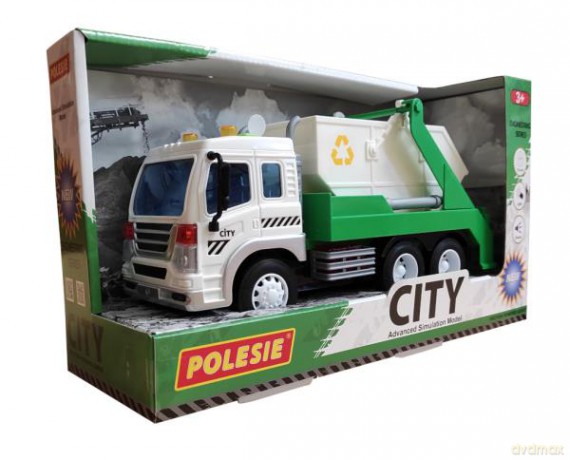 Polesie City samochód inercyjny do przewozu kontenerów zielony ze światłem i dźwiękiem w pudełku