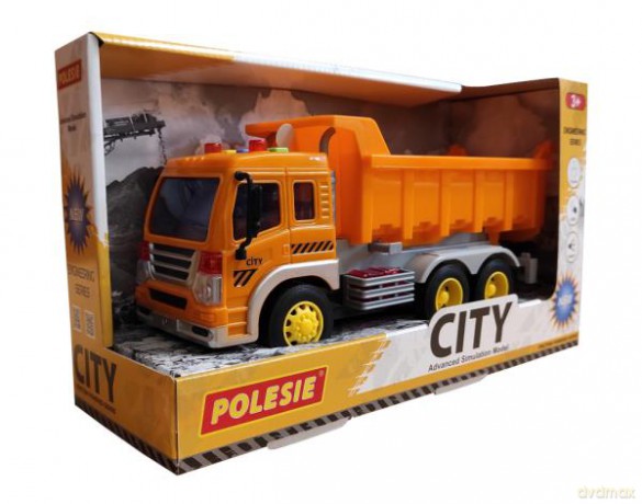 Polesie City samochód wywrotka inercyjny pomarańczowy ze światłem i dźwiękiem w pudełku