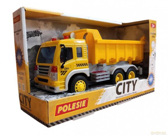 Polesie City samochód wywrotka inercyjny żółty ze światłem i dźwiękiem w pudełku