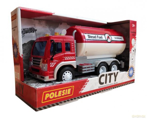 Polesie City samochód z cysterną inercyjny czerwony ze światłem i dźwiękiem w pudełku