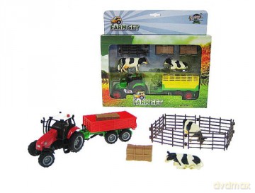 Traktor z przyczepą   akcesoria światło, dźwięk