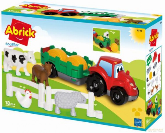 Traktor z przyczepą i zwierzętami Abrick klocki