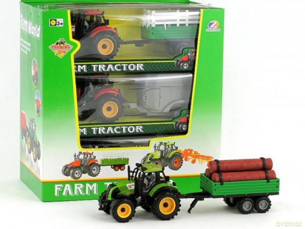 Traktor z przyczepą, metal