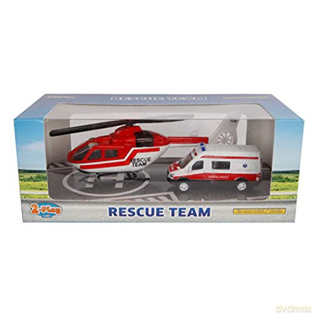 Zestaw ratunkowy karetka 8 cm i helikopter 16 cm, metalowe