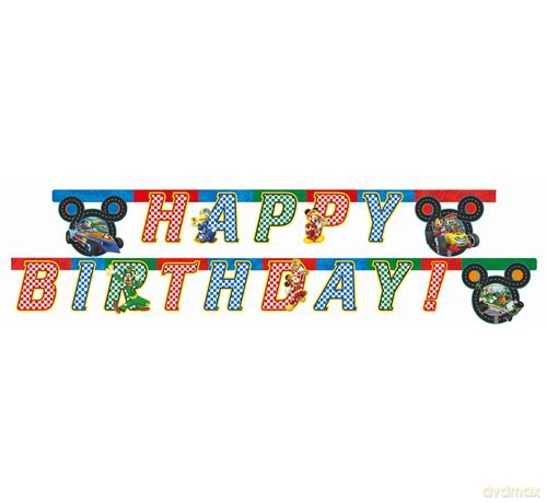 Banner Mickey Roadster Racers - Happy Birhday