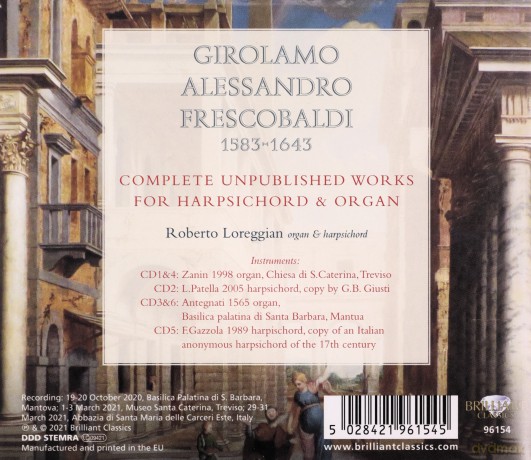 Roberto Loreggian: Frescobaldi: Complete Unpublished Works For Harpsichord And Organ [6CD]