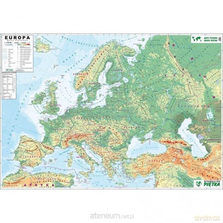 Mapa ścienna Europy. Fizyczna konturowa 1:3,3