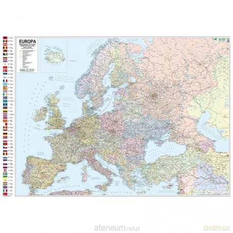 Mapa ścienna Europy. Polityczno-drogowa 1:4 300000