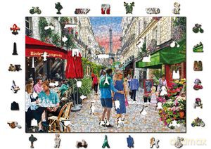 Drewniane Puzzle z figurkami - Bistro w Paryżu, 750 el. [PUZZLE]