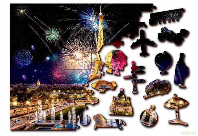 Drewniane Puzzle z figurkami - Paryż nocą rozm. M, 150 el. [PUZZLE]