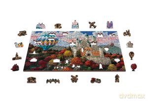 Drewniane Puzzle z figurkami - Zamek Neuschwanstein, 750 el. [PUZZLE]