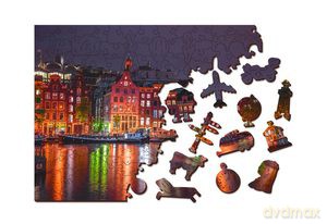 Drewniane puzzle z figurkami Amsterdam by Night L [PUZZLE]