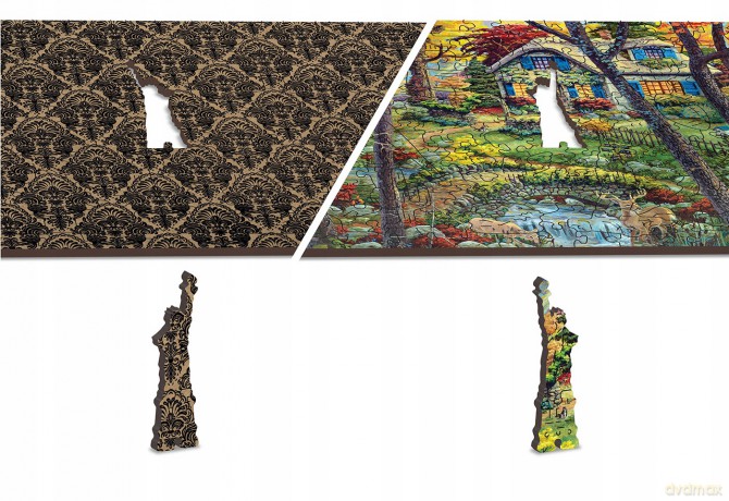 Puzzle drewniane 3D Domek w lesie A cottage in the woods L [PUZZLE]