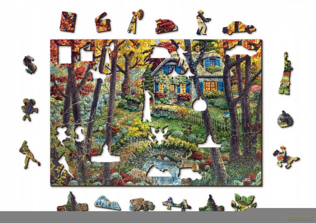 Puzzle drewniane 3D Domek w lesie A cottage in the woods L [PUZZLE]