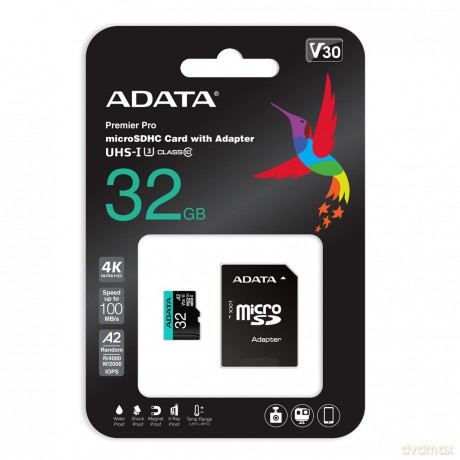 Karta pamięci z adapterem ADATA AUSDH32GUI3V30SA2-RA1 (32GB; Class 10, V30; + adapter)