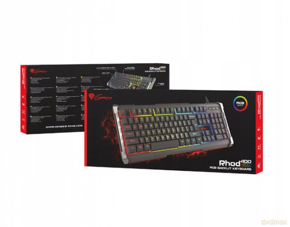 Klawiatura membranowa NATEC Rhod 400 RGB NKG-0993 (USB 2.0; (EU); kolor czarny)