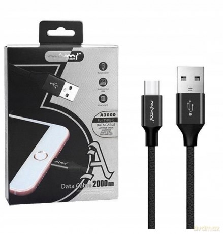 Nafumi Kabel Usb Typ-C 3a Nafumi Czarny 3000mah Quick Charger Qc 3.0 2m Nfm-A1000 Nfm-A1000 Czarny