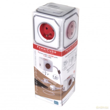 Przedłużacz allocacoc PowerCube Extended USB 2402RD/FREUPC (1,5m; kolor czerwony)