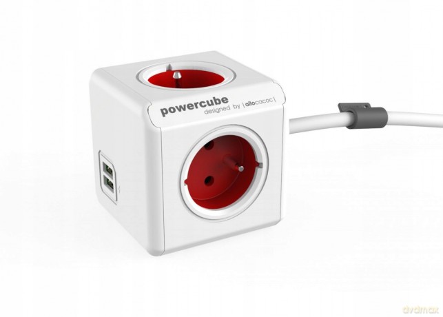 Przedłużacz allocacoc PowerCube Extended USB 2402RD/FREUPC (1,5m; kolor czerwony)