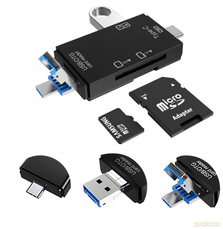 Vakoss Czytnik Kart 6w1 Usb A/ Micro Usb/ Usb C/ Sd/ Micro Sd/ Usb Tc-R425x