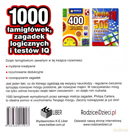 1000 Łamigłówek Zagadek Logicznych I Testów Iq - Philip Carter [KSIĄŻKA]