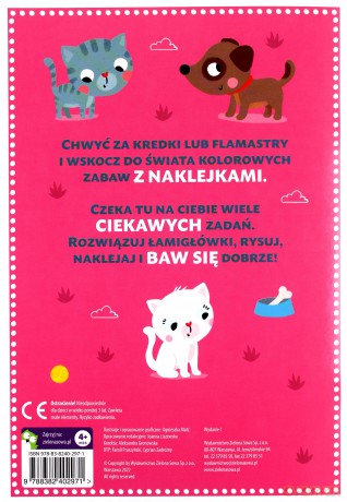 Wesołe psy i koty. Łamigłówki i naklejki. Baw się [KSIĄŻKA]