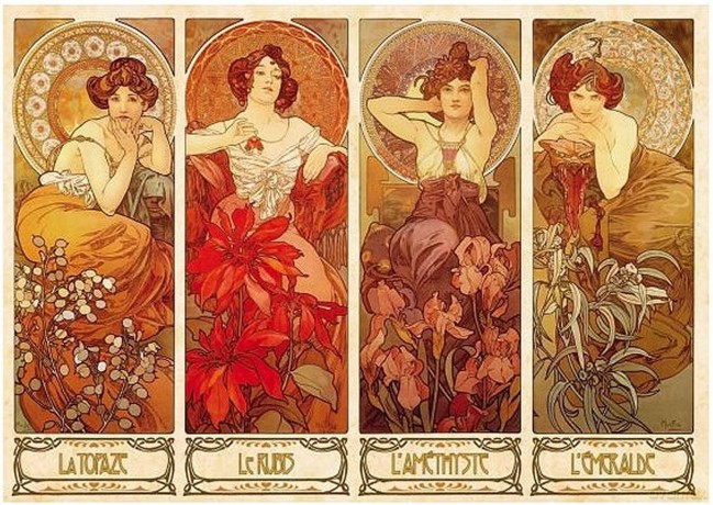 D-TOYS 1000 el. Alfons Mucha, Kamienie szlachetne [PUZZLE]